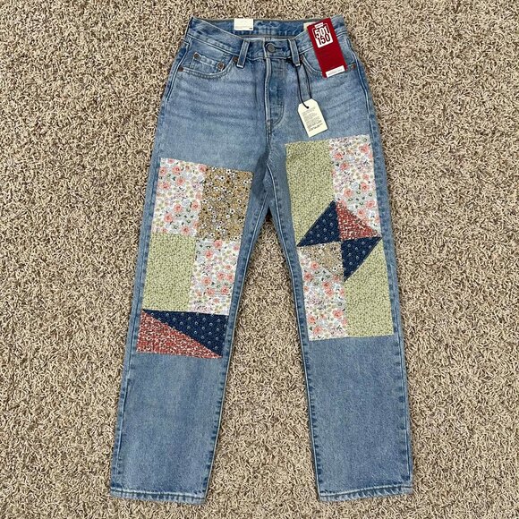 Levi's® Premium 501® 150th Anniversary ‘90s Patchwork Women's Jeans, Size 24x30 - Picture 2 of 16